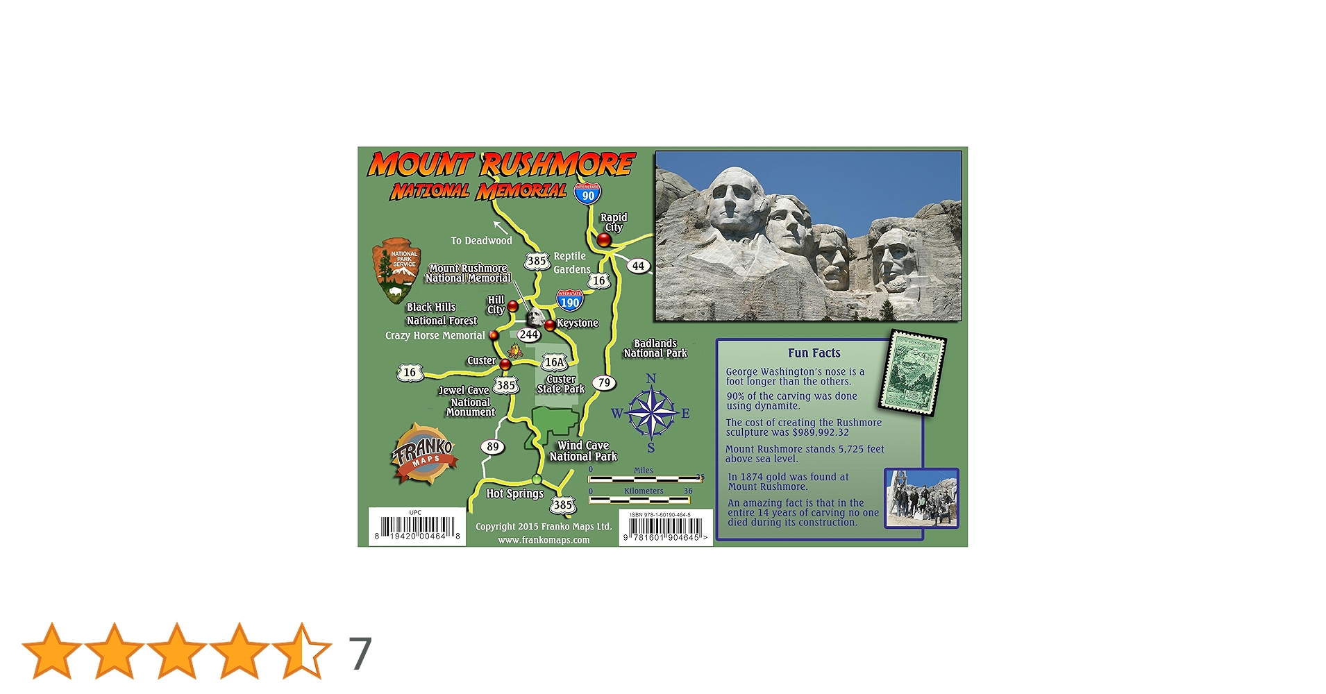 RUSH MOREページ Mount Rushmore Guide Laminated Card : Franko Maps Ltd